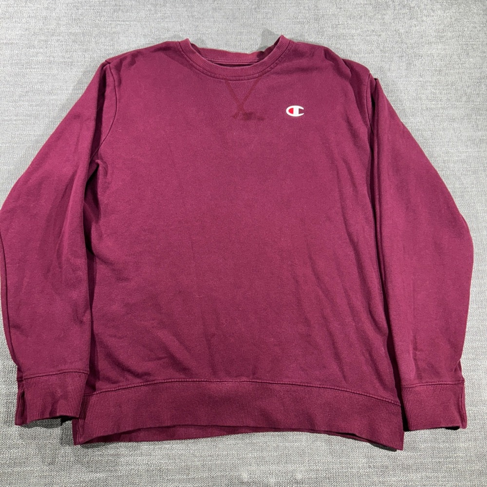 Champion Sweatshirt Mens Medium Maroon Good Embroidered Logo Crewneck Pullover